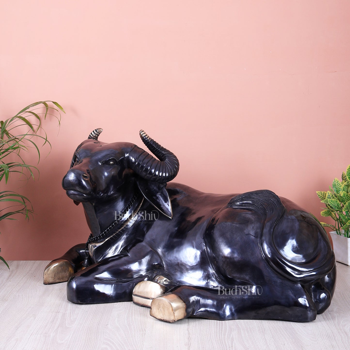 Brass Large Resting Buffalo / Ox Sculpture | Rare Handcrafted Vastu Decor Showpiece 33 inch