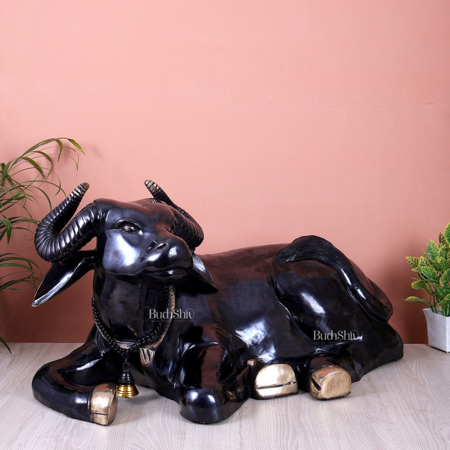 Brass Large Resting Buffalo / Ox Sculpture | Rare Handcrafted Vastu Decor Showpiece 33 inch