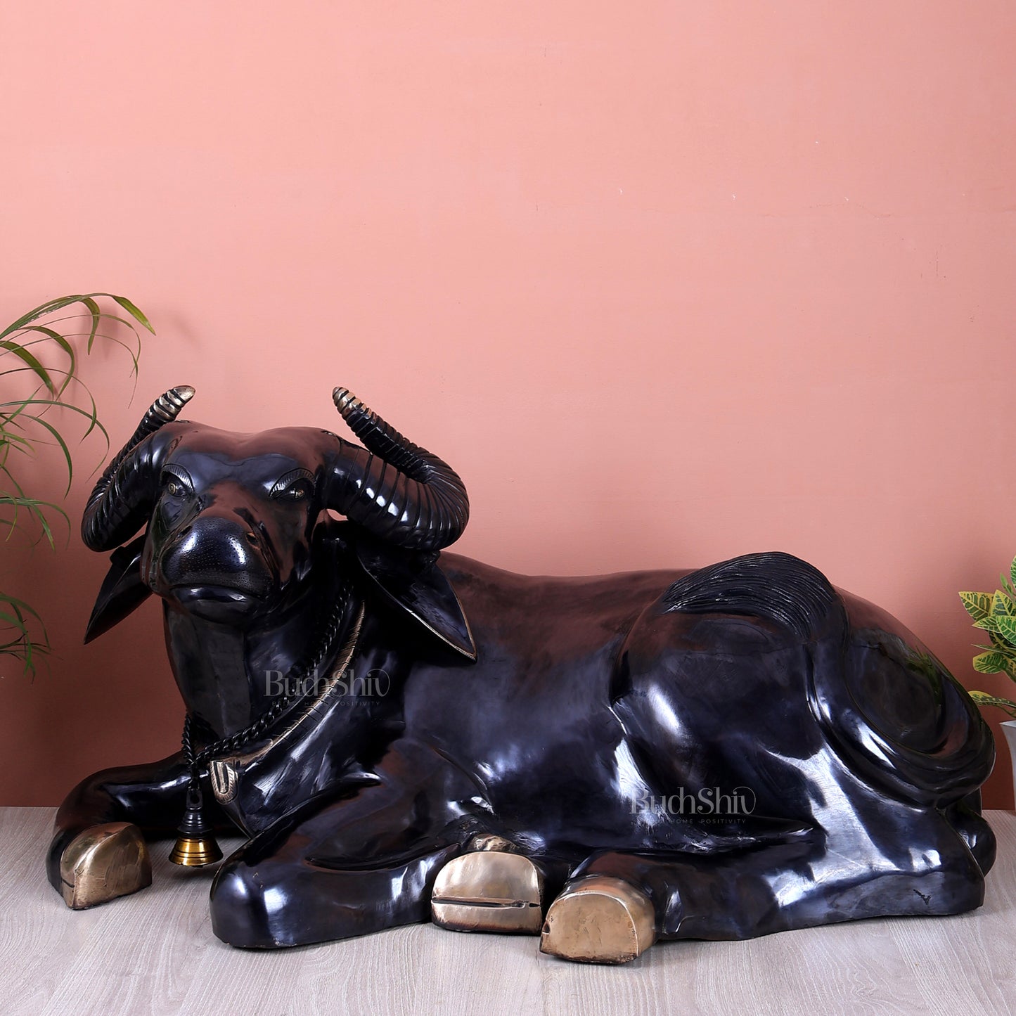 Brass Large Resting Buffalo / Ox Sculpture | Rare Handcrafted Vastu Decor Showpiece 33 inch