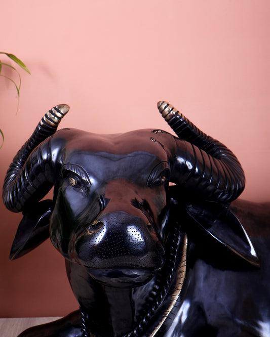Brass Large Resting Buffalo / Ox Sculpture | Rare Handcrafted Vastu Decor Showpiece 33 inch