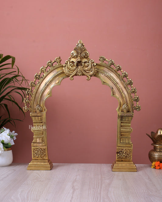 Brass Prabhavali Kirtimukha Arch Frame | Temple Prabhaval Decorative Back Panel (21.5 Inch)