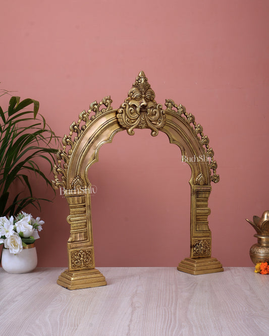 Brass Prabhavali Kirtimukha Arch Frame | Temple Prabhaval Decorative Back Panel (21.5 Inch)