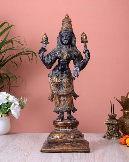 Brass Standing Lakshmi Maa Murti Idol – 17" vintage patina