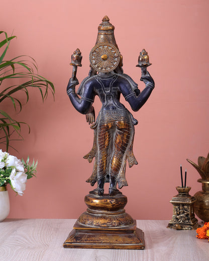 Brass Standing Lakshmi Maa Murti Idol – 17" vintage patina