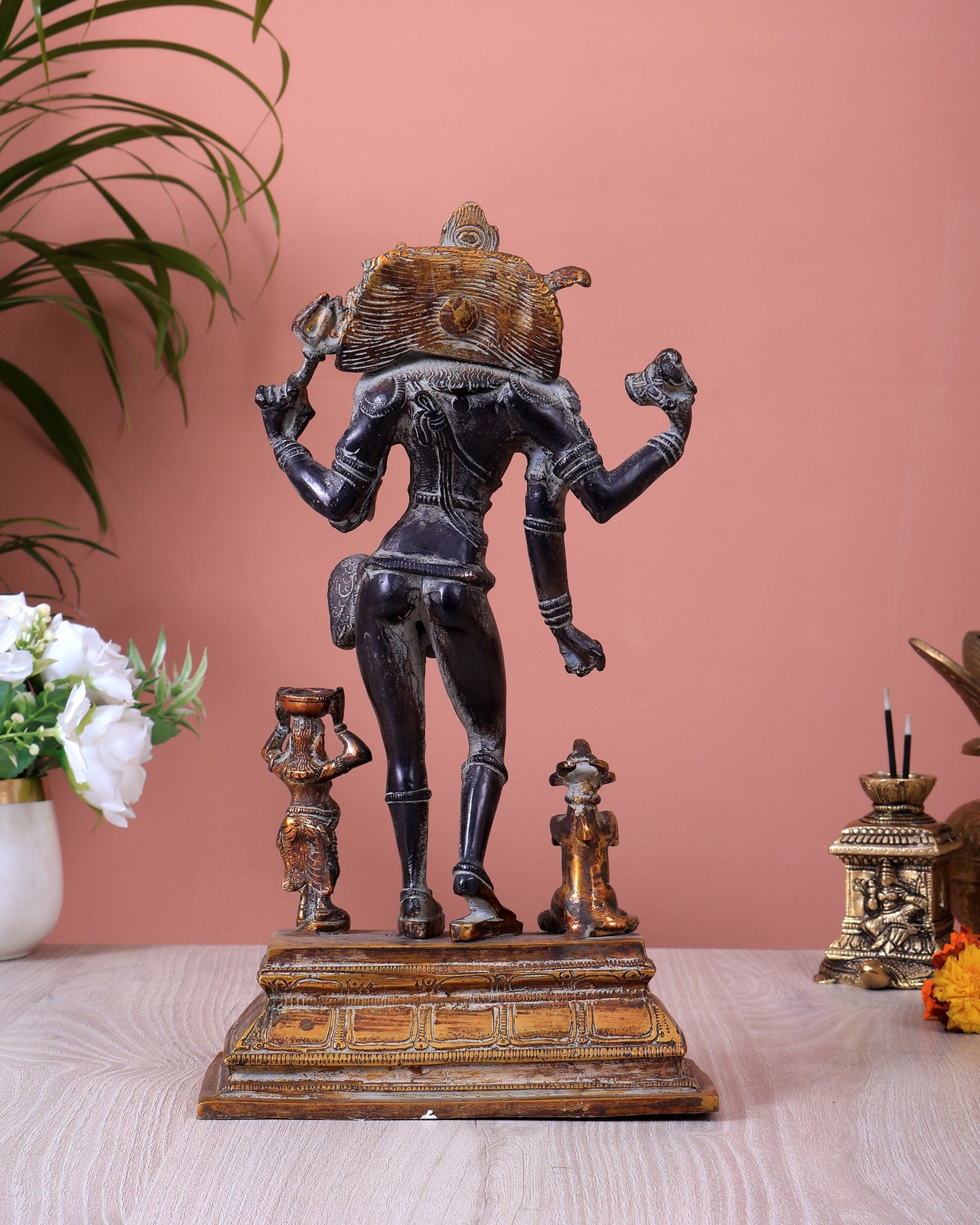 Brass Shiva Bhikshatana Bhairava Statue 11 inch