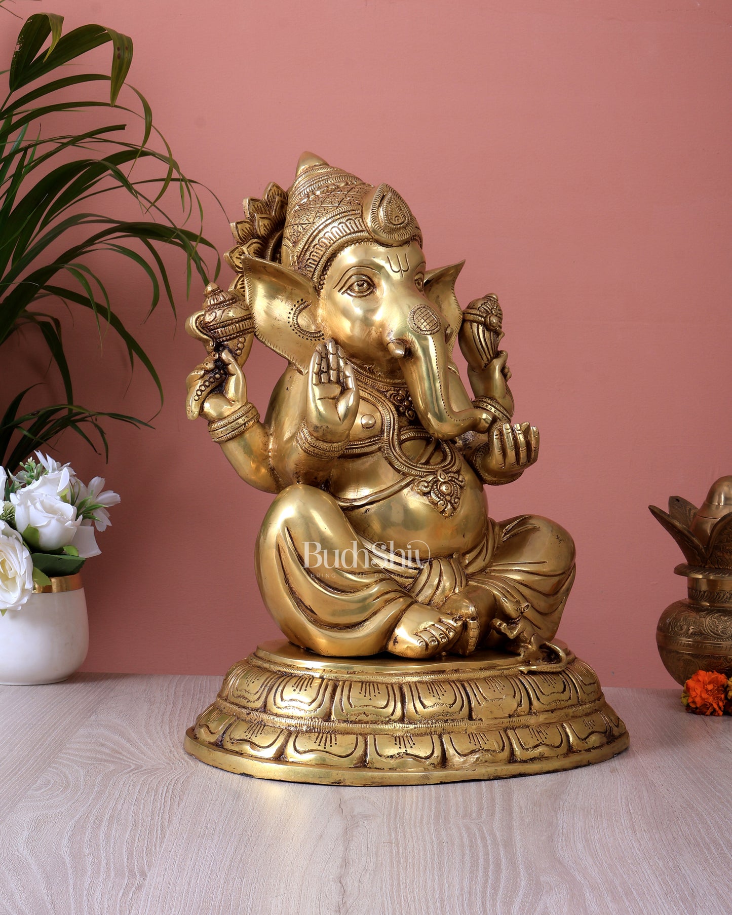 Brass Lord Ganesha Statue – Unique Handcrafted Design (16 Inch)