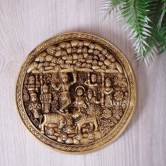 Brass Superfine Govardhan Krishna Wall Hanging Mural | Divine Krishna Temple Decor (8 Inch, 2 Kg)