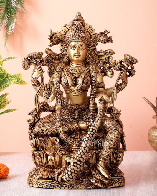 Brass Superfine Goddess Lakshmi Idol | 15 Inch antique tone