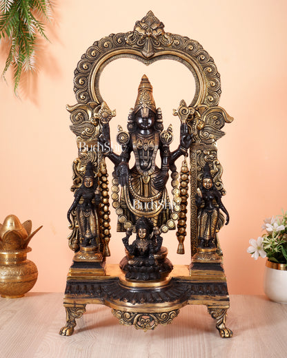 Brass Tirupati Balaji with Bhoodevi, Sridevi & Padmavathi 23 inch