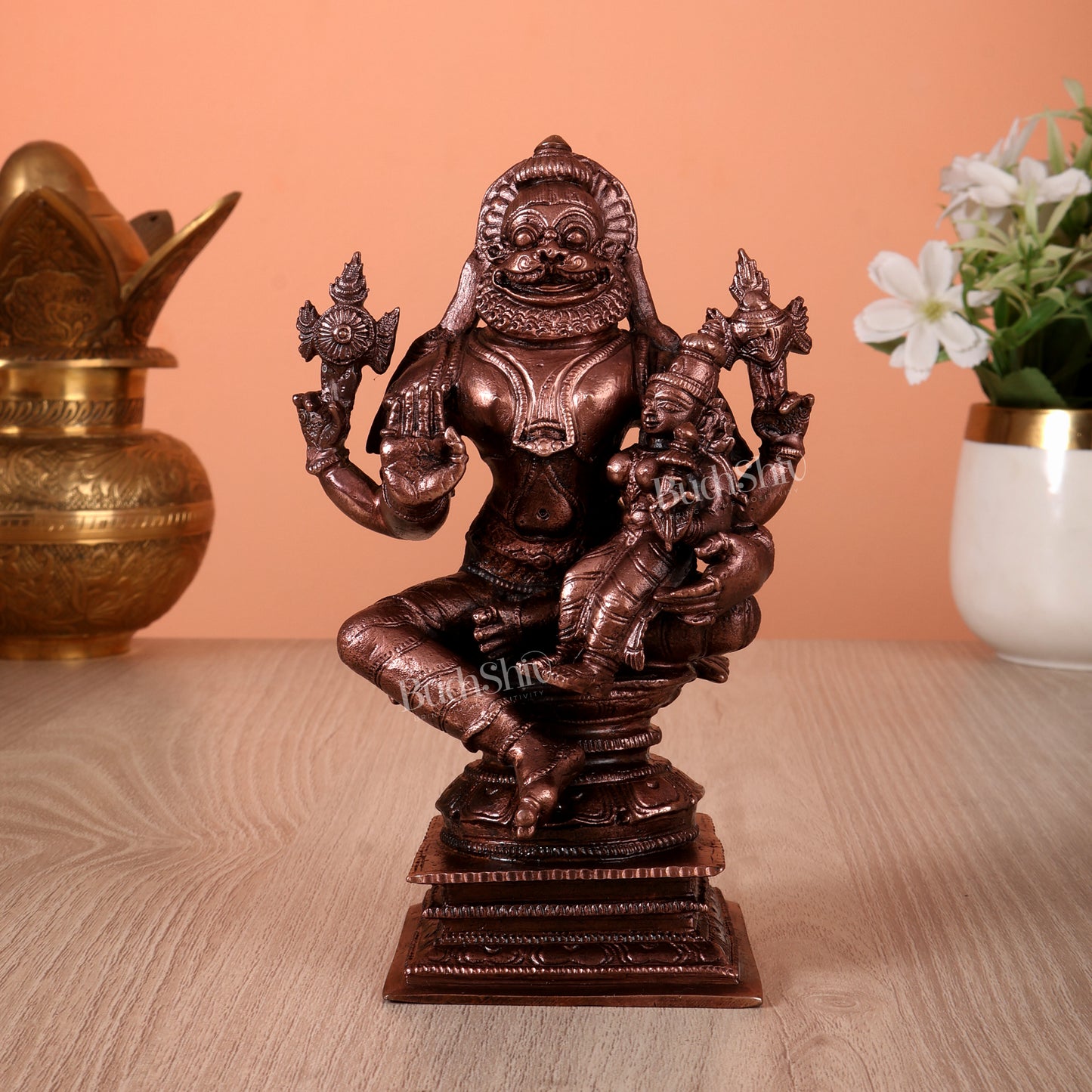 Pure Copper Lakshmi Narasimha Swamy Idol (5.5 Inch, 1.25 Kg)