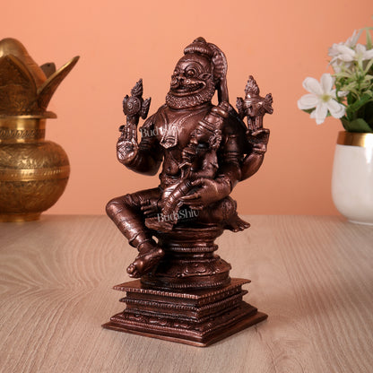 Pure Copper Lakshmi Narasimha Swamy Idol (5.5 Inch, 1.25 Kg)