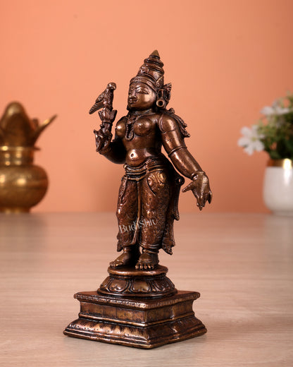 Pure Copper Goddess Meenakshi Idol (4.5 Inch, 310 gm)