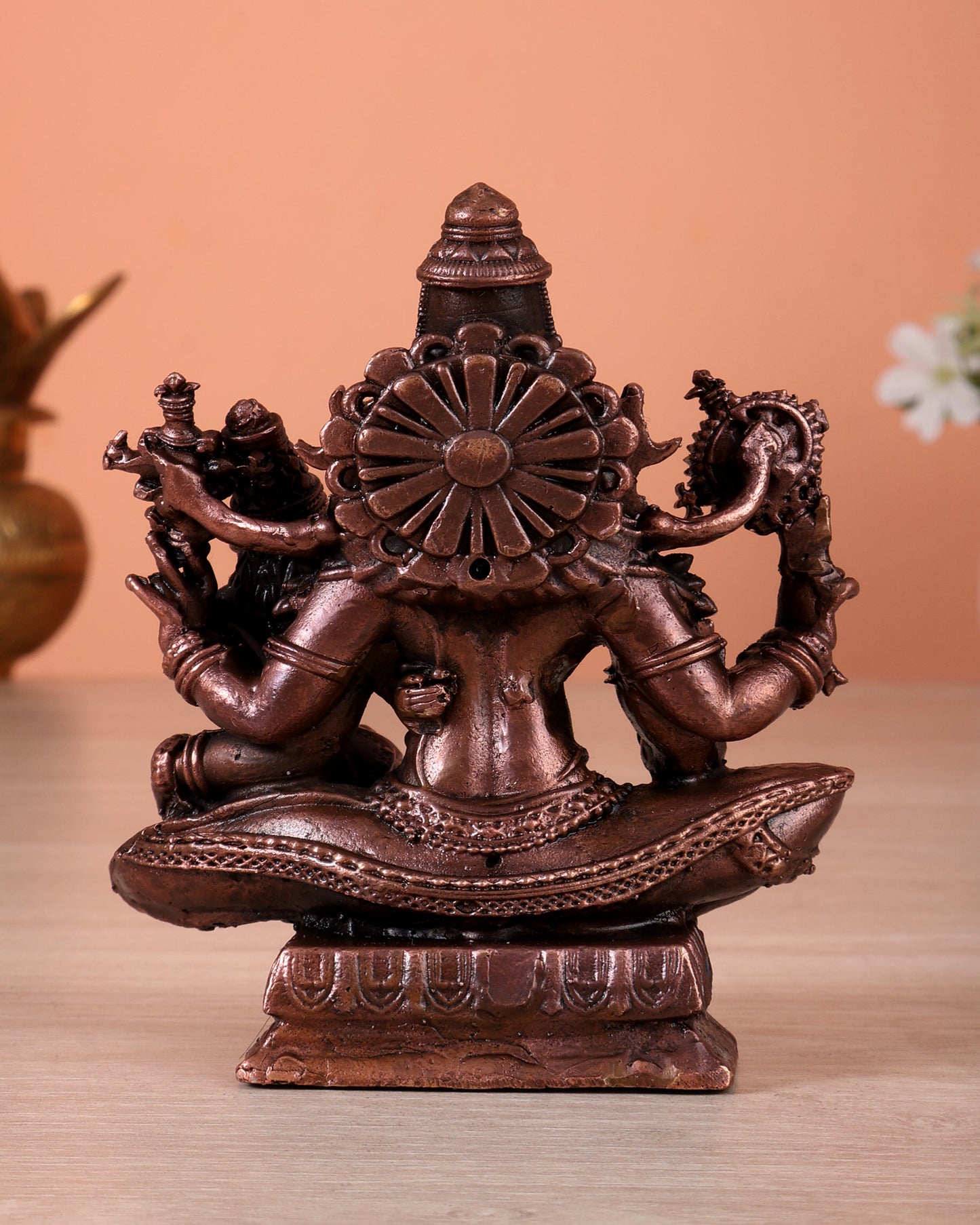 Pure Copper Lakshmi Narasimha Swamy Idol (Highly Detailed, 4 Inch)