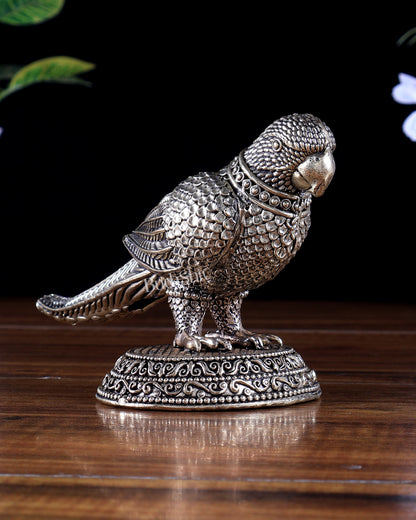 Brass Parrot Showpiece Decor | Superfine Mini Statue 6.5 inch wide