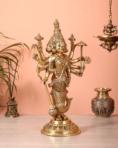 Brass Vishnu Dashavatar Depiction in a Single Statue 18 inch Masterpiece