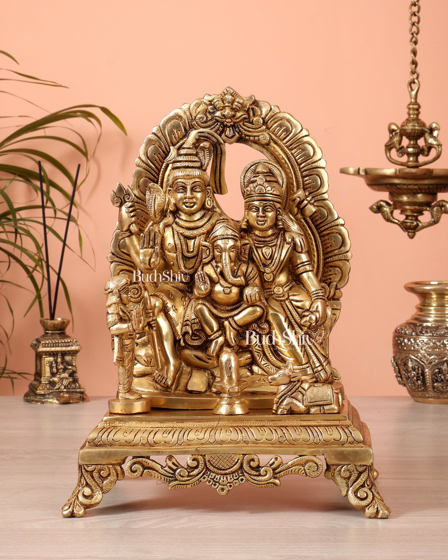 Pure Brass Shiva Parivar Statue 12 inch