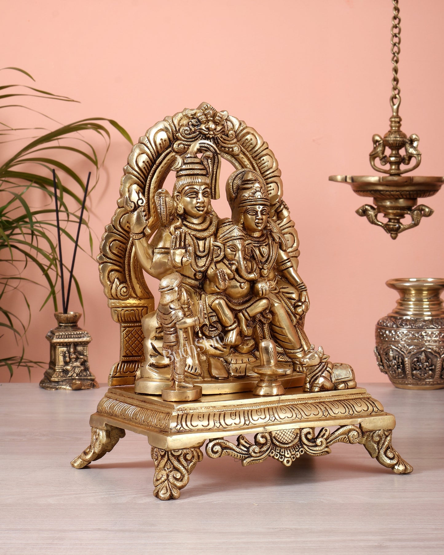Pure Brass Shiva Parivar Statue 12 inch