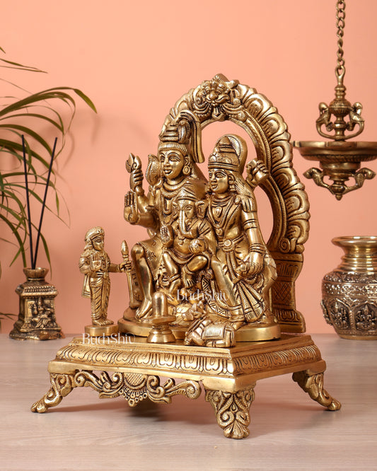 Pure Brass Shiva Parivar Statue 12 inch