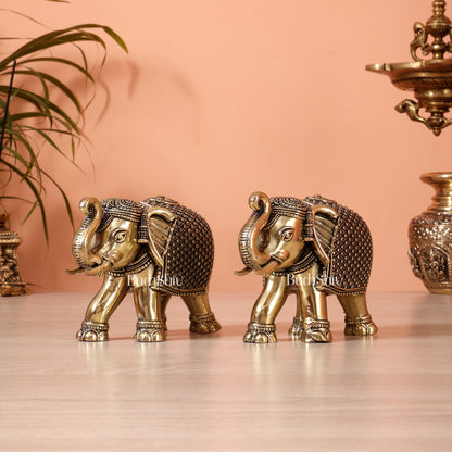 Brass Superfine Elephant Showpiece pair (5.5 Inch, 940 gm)