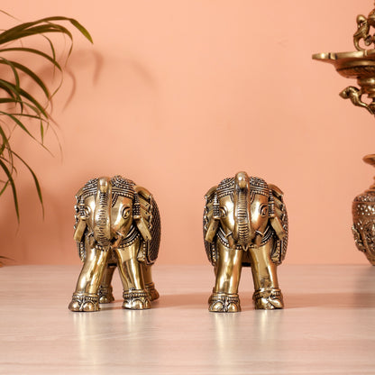 Brass Superfine Elephant Showpiece pair (5.5 Inch, 940 gm)