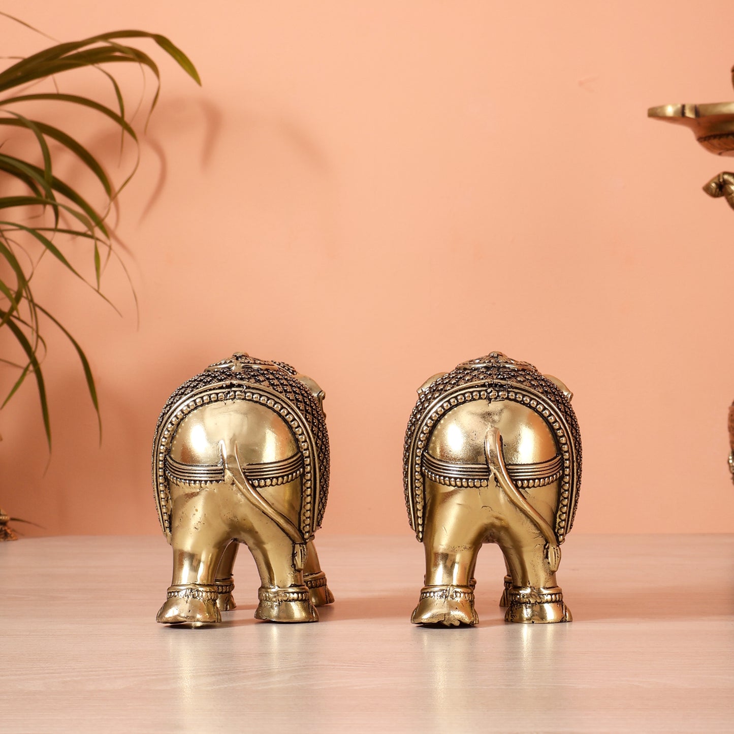 Brass Superfine Elephant Showpiece pair (5.5 Inch, 940 gm)