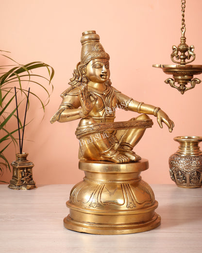 Brass Lord Ayyappa Swamy Ayyappan Statue - 14" Swamiye saravana