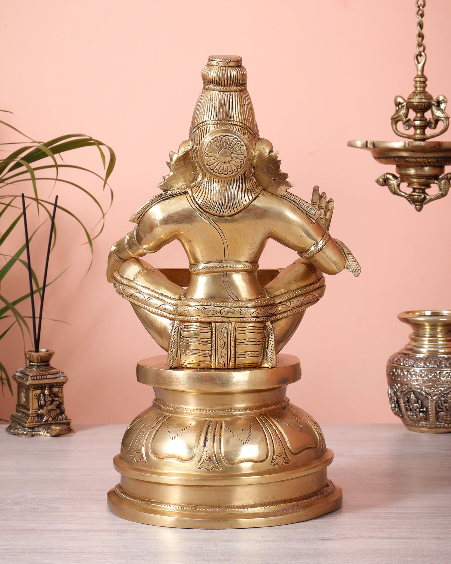 Brass Lord Ayyappa Swamy Ayyappan Statue - 14" Swamiye saravana