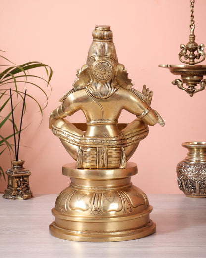 Brass Lord Ayyappa Swamy Ayyappan Statue - 14" Swamiye saravana