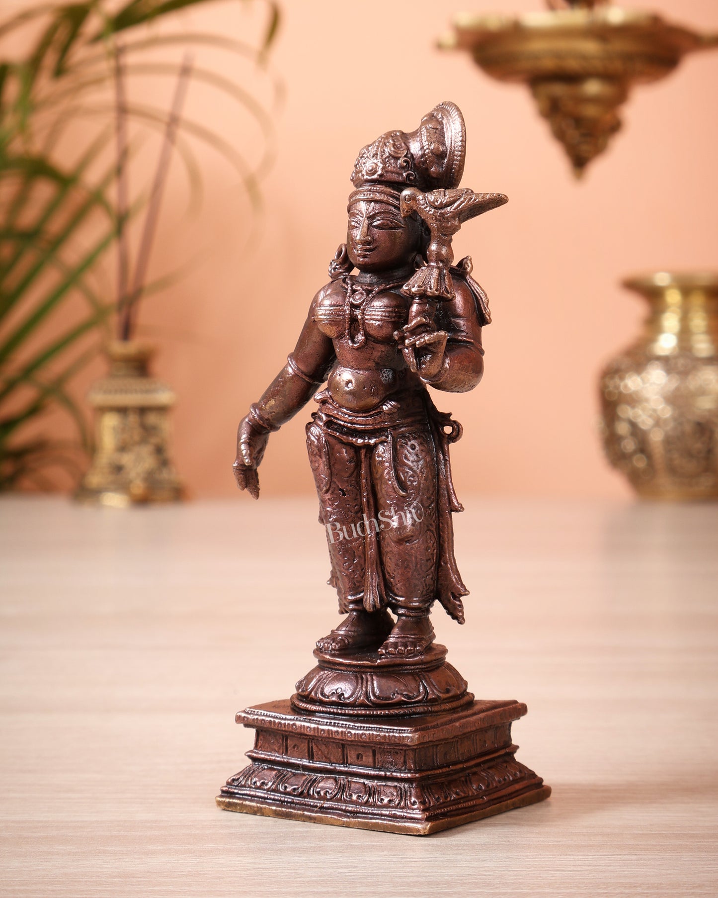 Pure Copper Andal Idol – Mini Goddess Bhakti Murti (4.5 Inch, 316 gm)