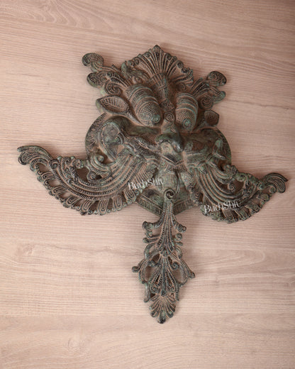 Brass Large kirtimukha Yali wall hanging face Nazarbattu 18" sand finish