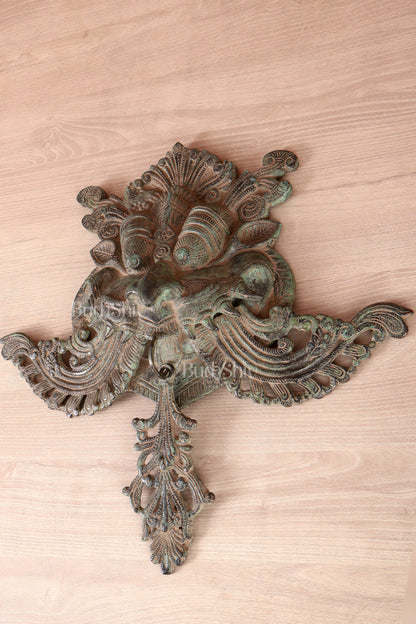 Brass Large kirtimukha Yali wall hanging face Nazarbattu 18" sand finish
