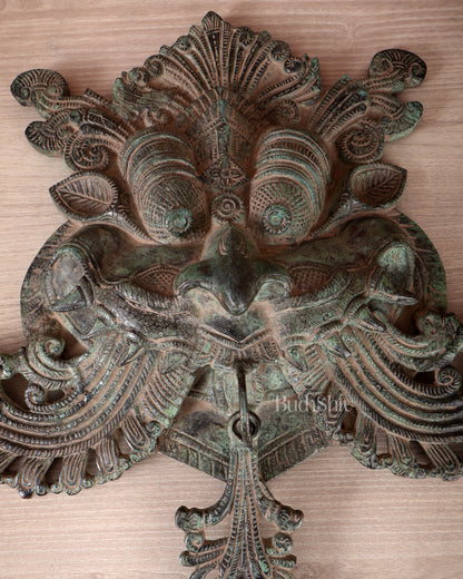 Brass Large kirtimukha Yali wall hanging face Nazarbattu 18" sand finish