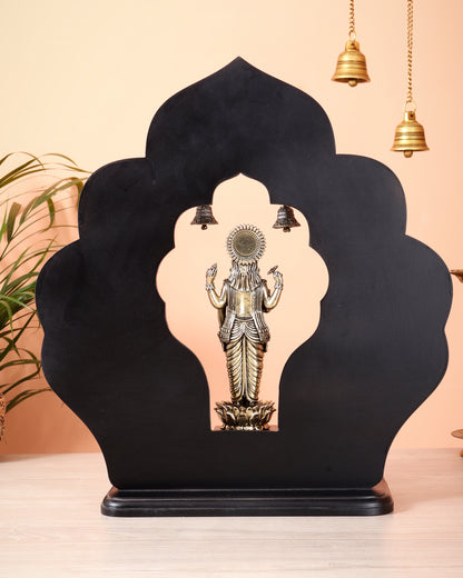 Brass Superfine Vishnu Dashavatar Idol Set with Lord Vishnu on MDF Frame (17 Inch)