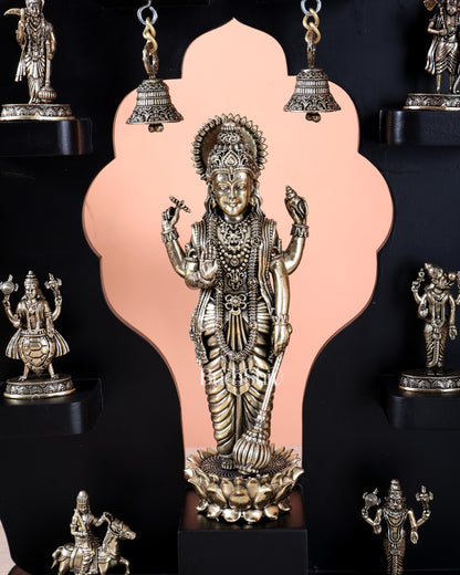 Brass Superfine Vishnu Dashavatar Idol Set with Lord Vishnu on MDF Frame (17 Inch)