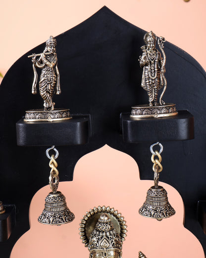 Brass Superfine Vishnu Dashavatar Idol Set with Lord Vishnu on MDF Frame (17 Inch)