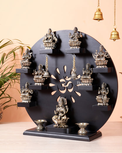 Brass Superfine Ashtalakshmi Set with Mahalakshmi Idol on MDF Frame (15 Inch)