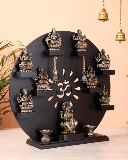 Brass Superfine Ashtalakshmi Set with Mahalakshmi Idol on MDF Frame (15 Inch)