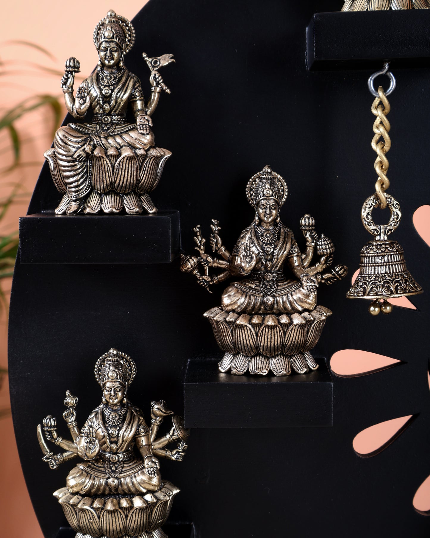 Brass Superfine Ashtalakshmi Set with Mahalakshmi Idol on MDF Frame (15 Inch)