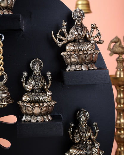Brass Superfine Ashtalakshmi Set with Mahalakshmi Idol on MDF Frame (15 Inch)