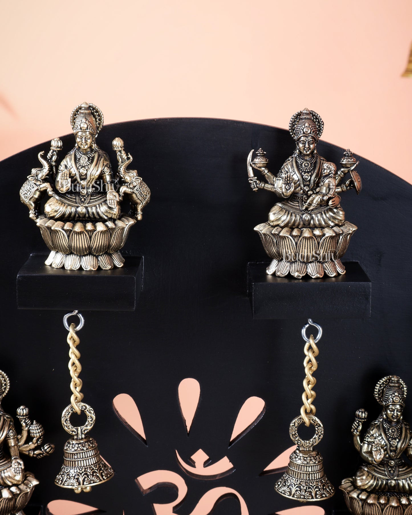 Brass Superfine Ashtalakshmi Set with Mahalakshmi Idol on MDF Frame (15 Inch)