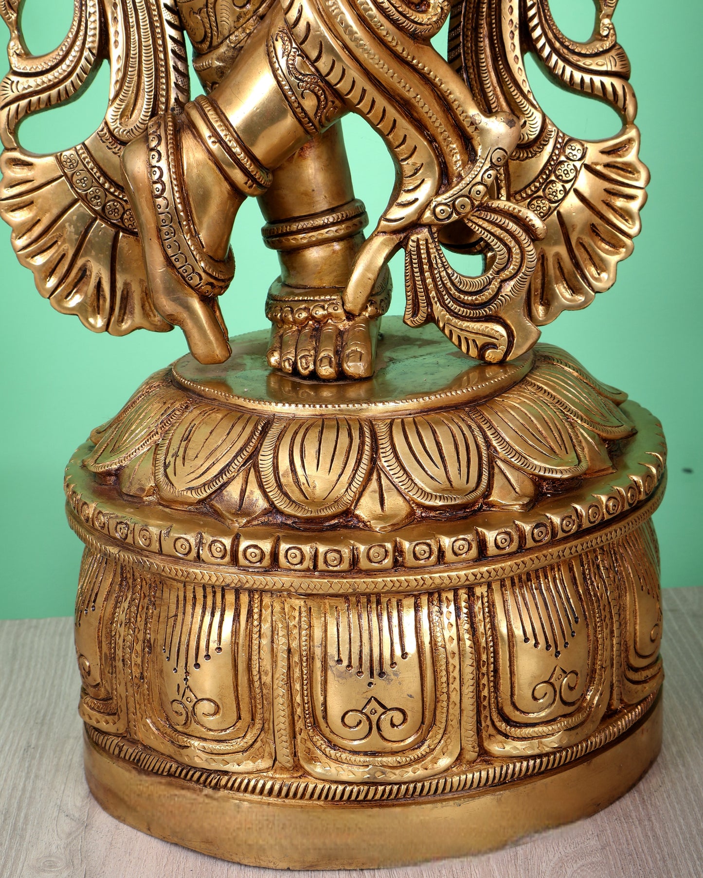Superfine Brass Krishna Sculpture holding shankh and chakra  - 32.5 Inch