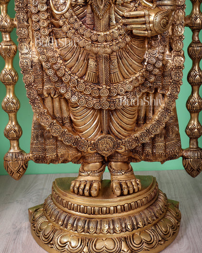 Pure Brass Tirupati Balaji Idol with enhanced carvings - 48"