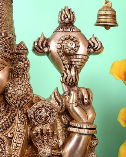 Pure Brass Tirupati Balaji Idol with enhanced carvings - 48"