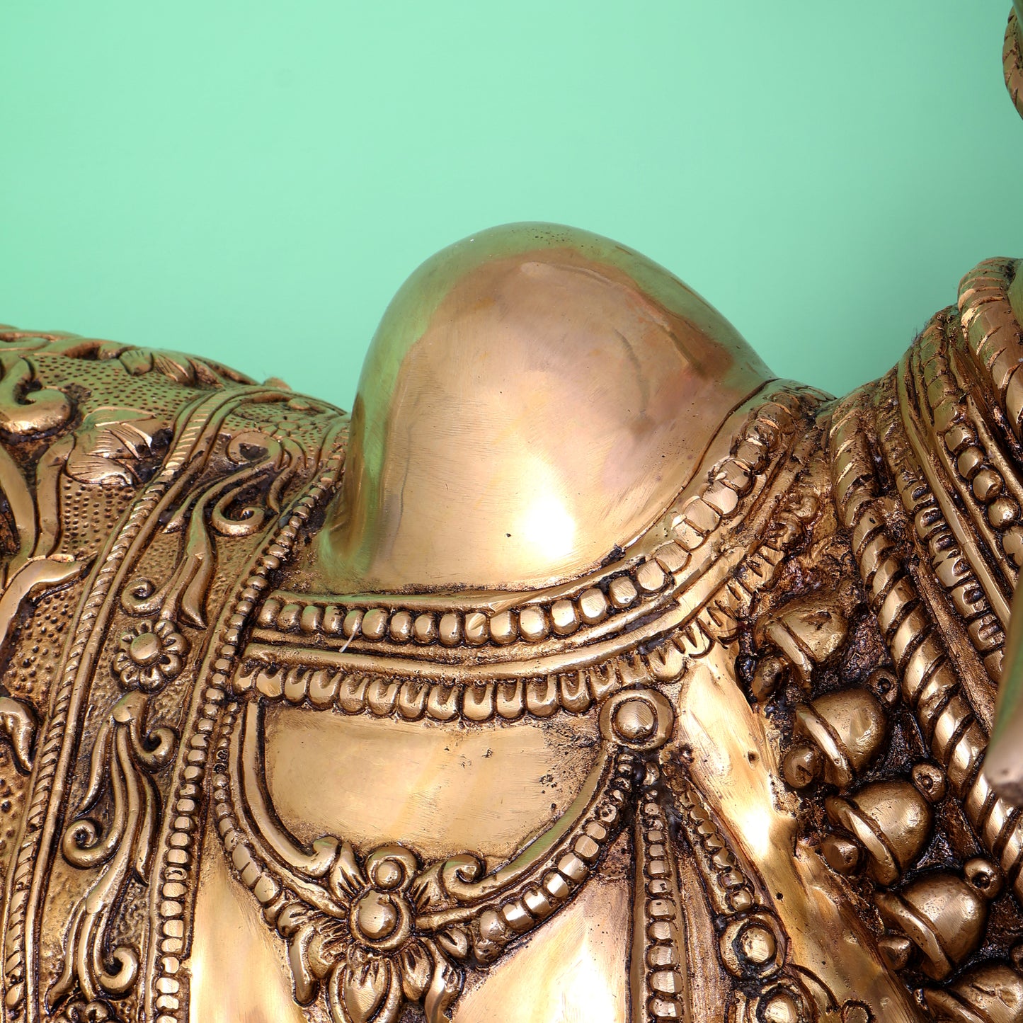 Brass Large Nandi Statue with Intricate Carvings (36X24 Inch, 73 Kg)