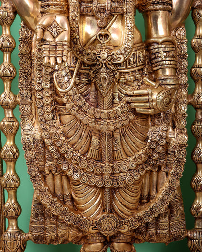 Brass Superfine Tirupati Balaji Statue with Thiruvarchi Prabhavali (53 Inch, 80 Kg)