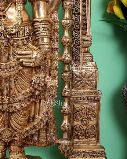 Brass Superfine Tirupati Balaji Statue with Thiruvarchi Prabhavali (53 Inch, 80 Kg)