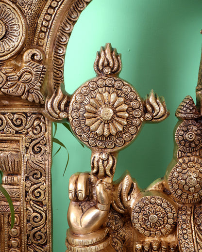 Brass Superfine Tirupati Balaji Statue with Thiruvarchi Prabhavali (53 Inch, 80 Kg)