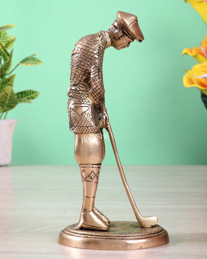 Brass golfer showpiece statue 8 inch
