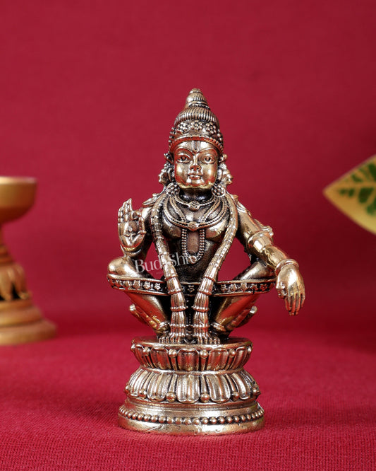 Brass Superfine Ayyappa Idol Miniature – 3 Inch Sacred Table Statue (73 GM)