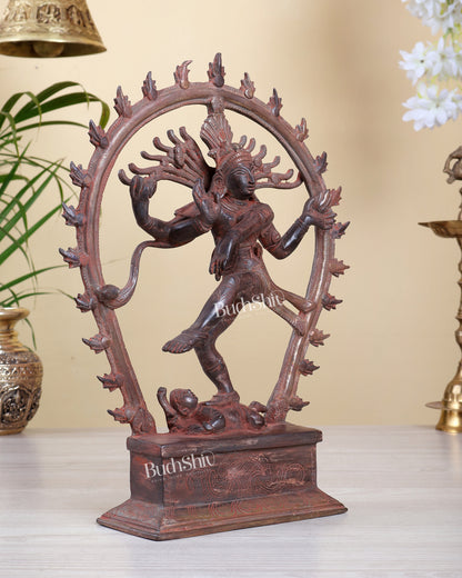 Brass Nataraja Statue – red sand Tone | 12" oval arch